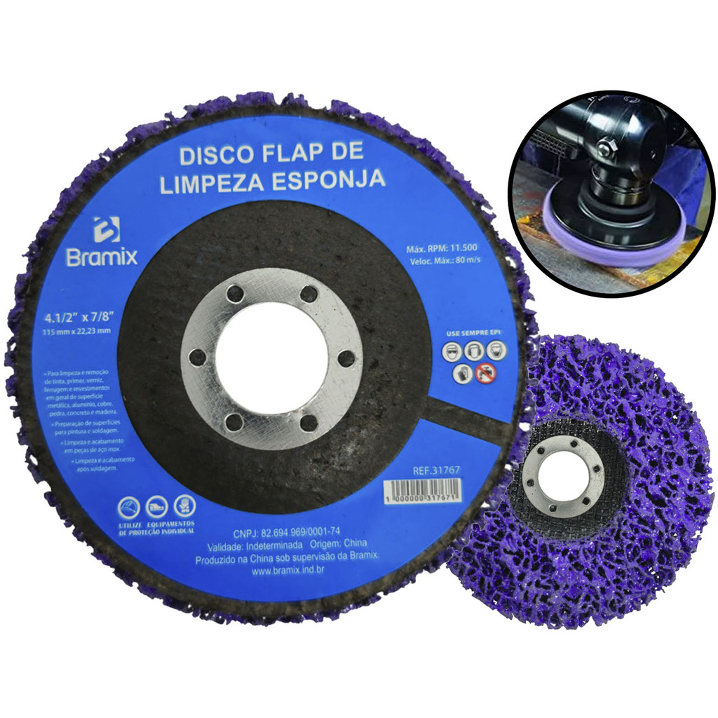 Disco Flap Desbaste Limpeza Polidor Removedor De Tinta Verniz Fundo Ferrugem 115mm Bramix em Oferta na Shopee