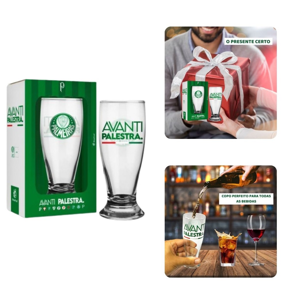 Copo Munich Vidro Tulipa 200ml Cerveja Chopp Palestra Time Palmeiras Avanti Oficial