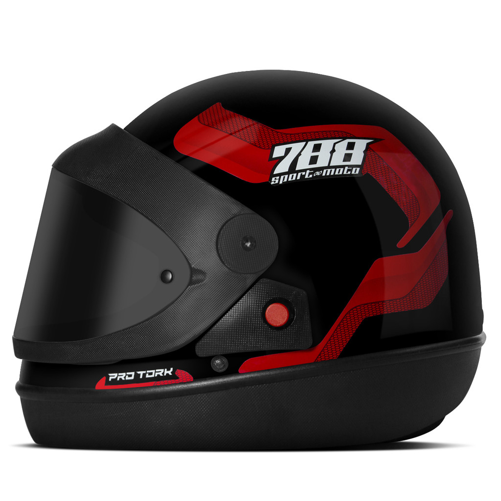 Capacete Moto Fechado Pro Tork Sport Moto 788 Viseira Fume Automatico Integral Feminino Masculino