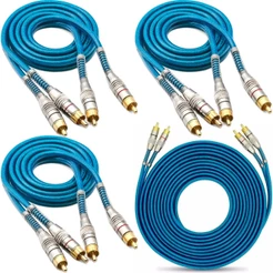 3 Cabos Rca 1 Metro + Cabo Rca 5 Metro Azul