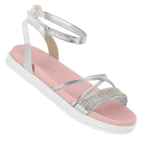 Sandália Papete Infantil Molekinha Prata 2352.111 Meninas