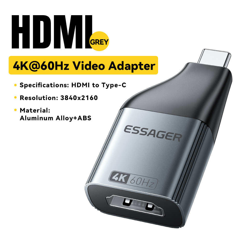 Adaptador Essager USB Tipo C para HDMI, DP, VGA, Mini DP, Conversor de Transmissão de Vídeo HD 8K/4K para PC, Laptop,
