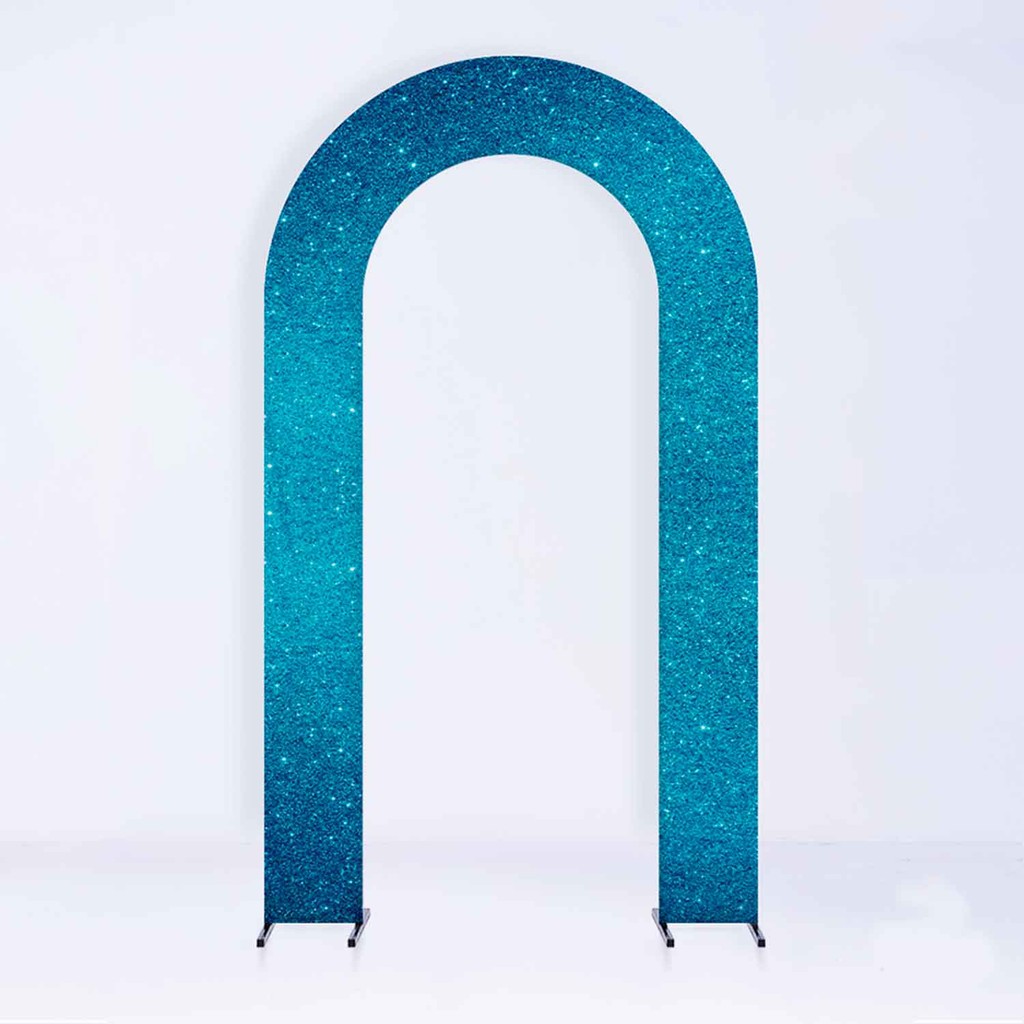 Painel de Festa em Arco com Forro Brilho Azul Turquesa 1,50 metros - Fera Print