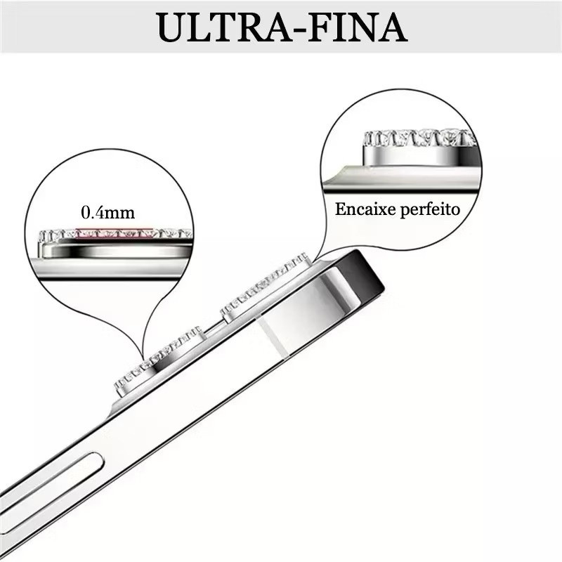 Kit Película Lente Câmera Brilho brilhante Diamante Para Motorola G14 G24 G35 G54 G55 G84 G85 G75 Edge 50 Fusion