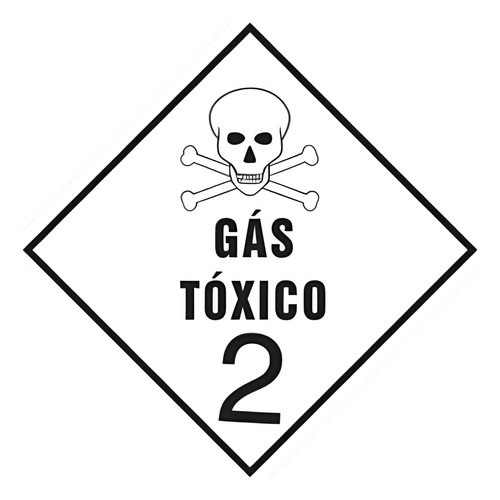 Kit c/ 2 Placa de Sinalização Rótulo De Carga Perigosa Segurança ONU 30x30cm Abnt Gás Tóxico 2