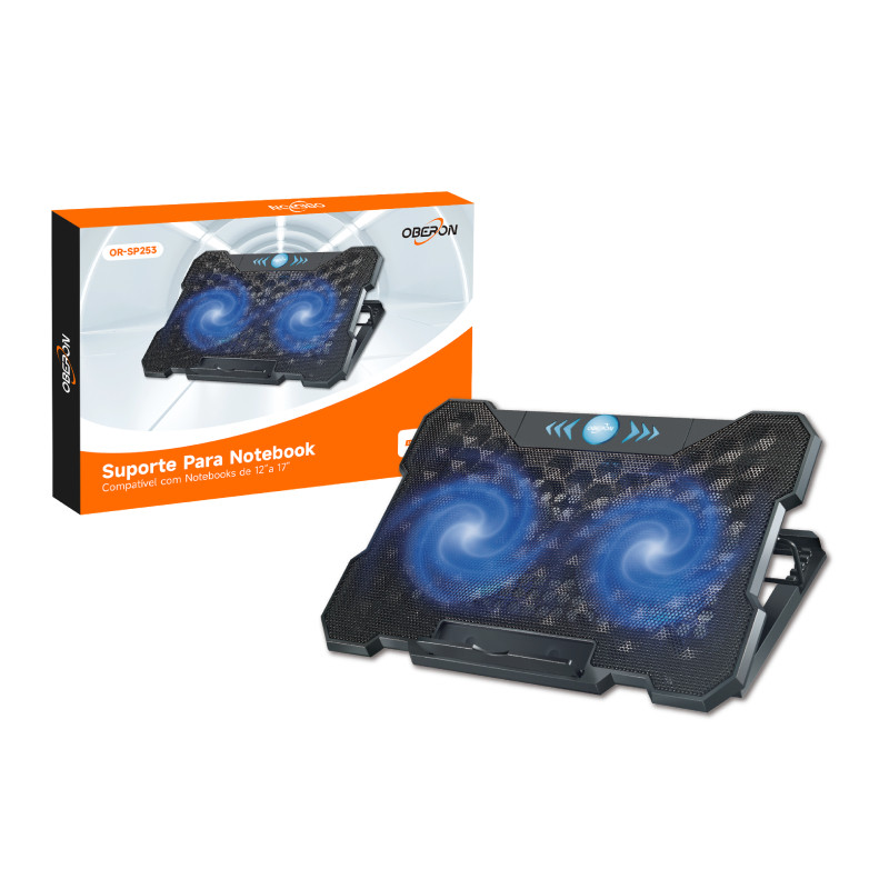 Detalhes do Base Notebook Cooler 2 Ventoinhas USB Suporte Oberon OR-SP253