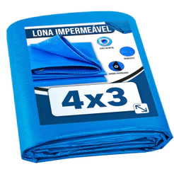 Lona Plástica de Proteção Cobertura Impermeável Azul 4x3 mts