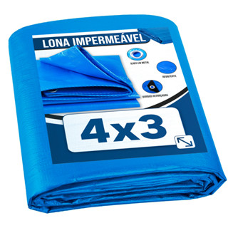 Lona Plástica de Proteção Cobertura Impermeável Azul 4x3 mts em Oferta na Shopee