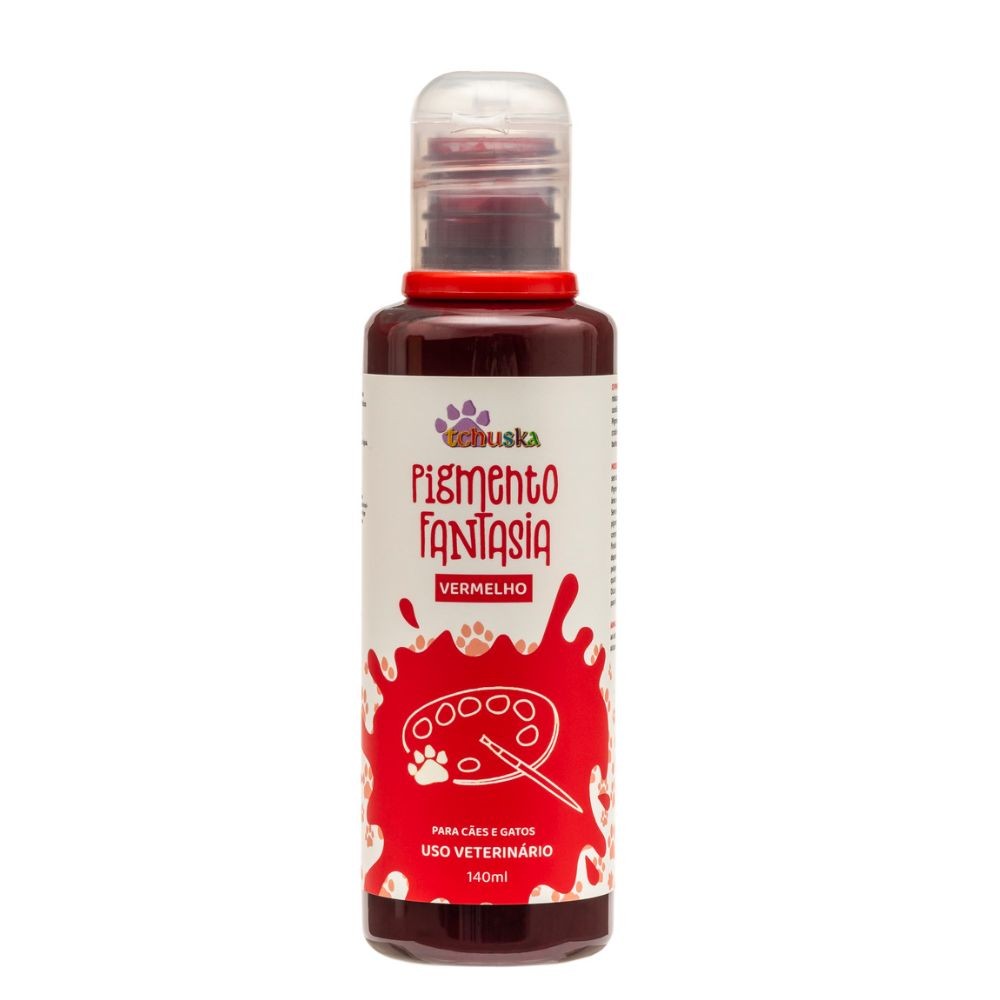 Pigmento Fantasia Vermelho Tchuska Coloração Estetica Pet Alta Fixação Cachorro Gato 140mL