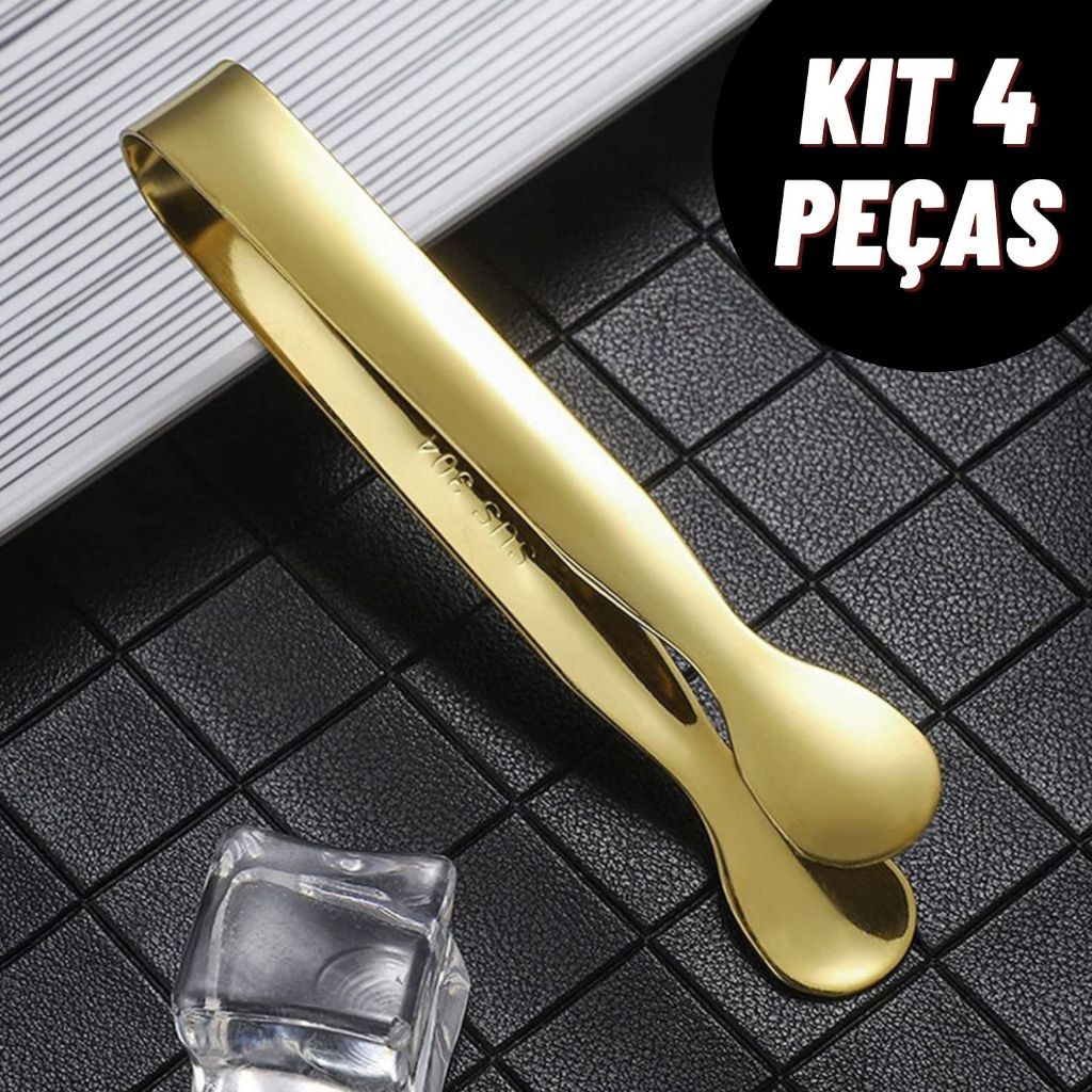 Kit Pegador de Gelo Pinças Multifuncionais para Bar Frios Drinks Petiscos