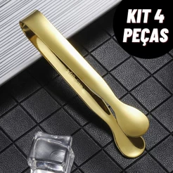 Kit Pegador de Gelo Pinças Multifuncionais para Bar Frios Drinks Petiscos