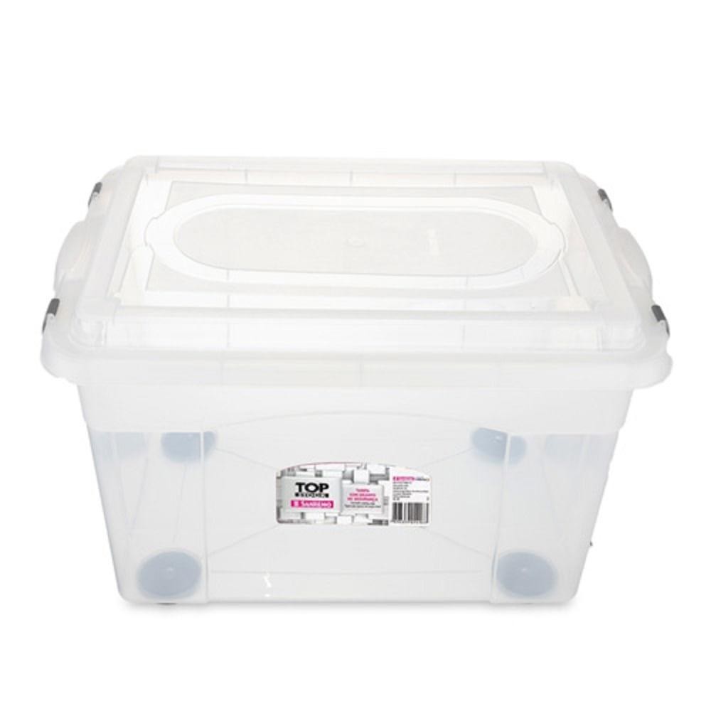 Caixa Organizadora Plástica Transparente 56,1L Sanremo em Oferta na Shopee