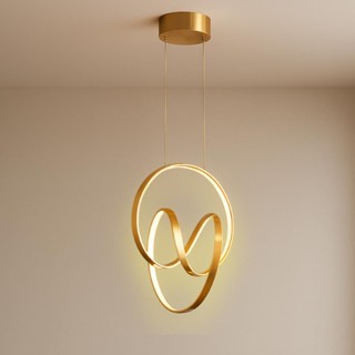 Lustre Pendente LED 14W Halo Dourado Moderno com 3 Cores de Luz Bivolt para Sala e Jantar em Oferta na Shopee