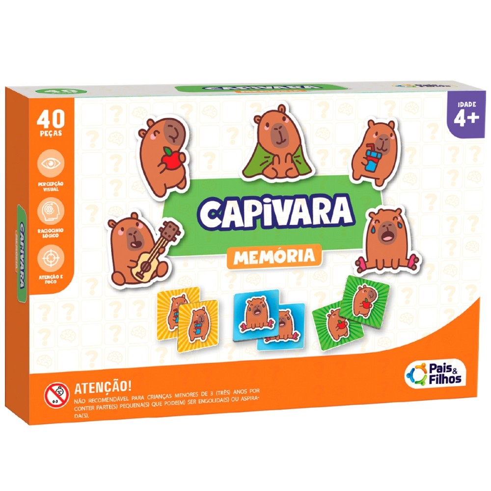 JOGO DE MEMÓRIA CAPIVARA 40 PEÇAS PAIS E FILHOS BRINQUEDO RACIOCÍNIO EDUCATIVO FOCO ANIMAL CARTAS & em Oferta na Shopee