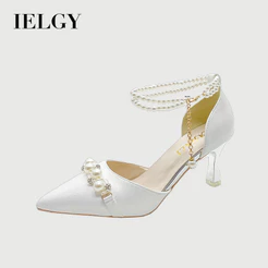 IELGY Versão Coreana Pérola Oca Sandálias Femininas Verão Novo Dedo Apontado Salto Stiletto Alto
