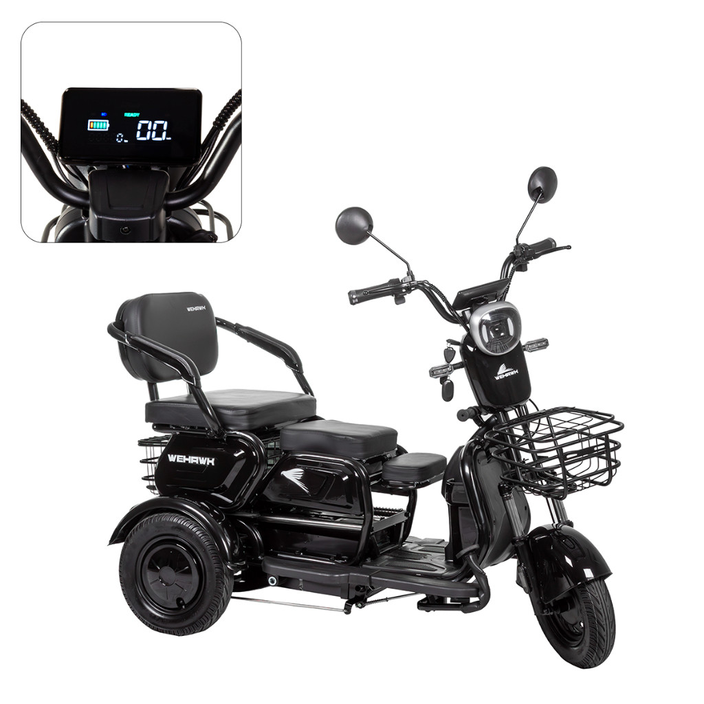 Triciclo Elétrico 800W para 3 Lugares Bateria de Chumbo sem Carteira WeHawk Multi 3 em Oferta na Shopee