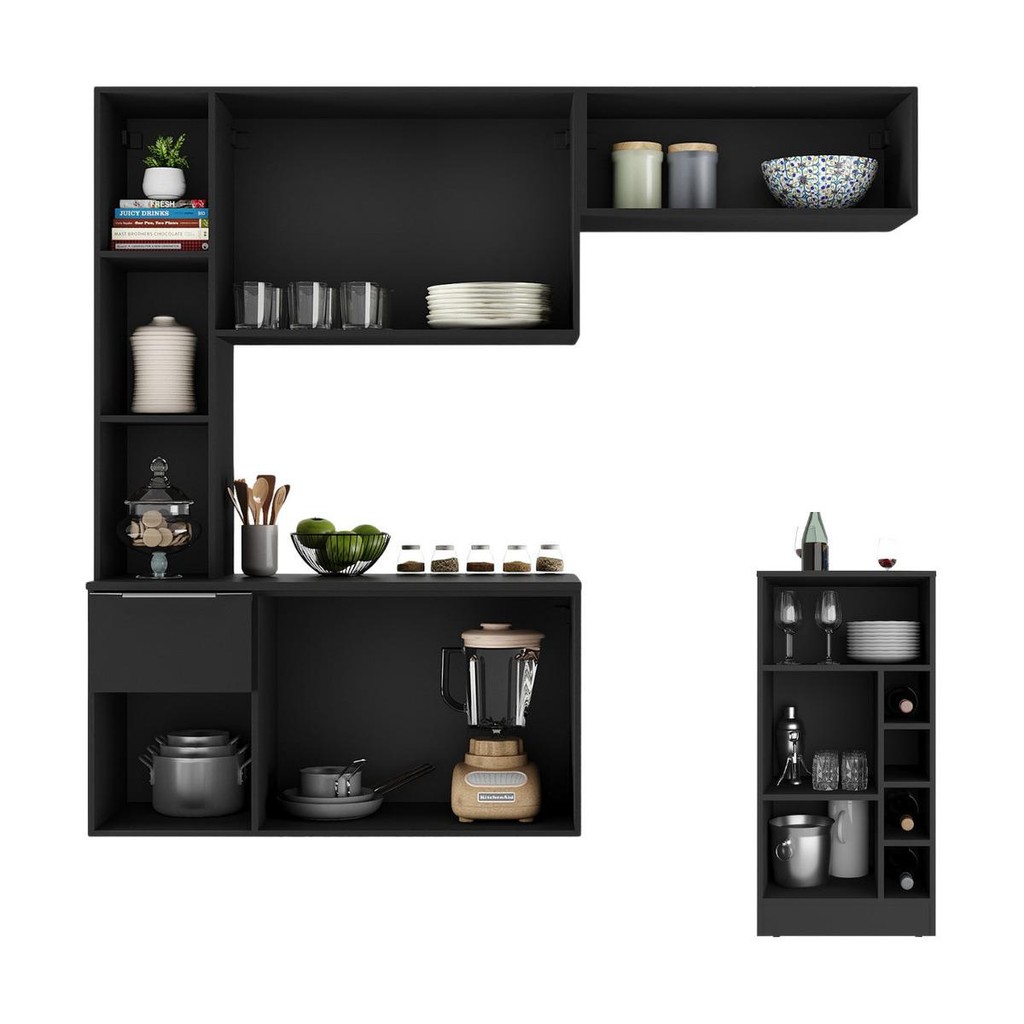 Armário de Cozinha com Bancada Americana/Mesa Gourmet Sofia Multimóveis MP2195 · foto 2