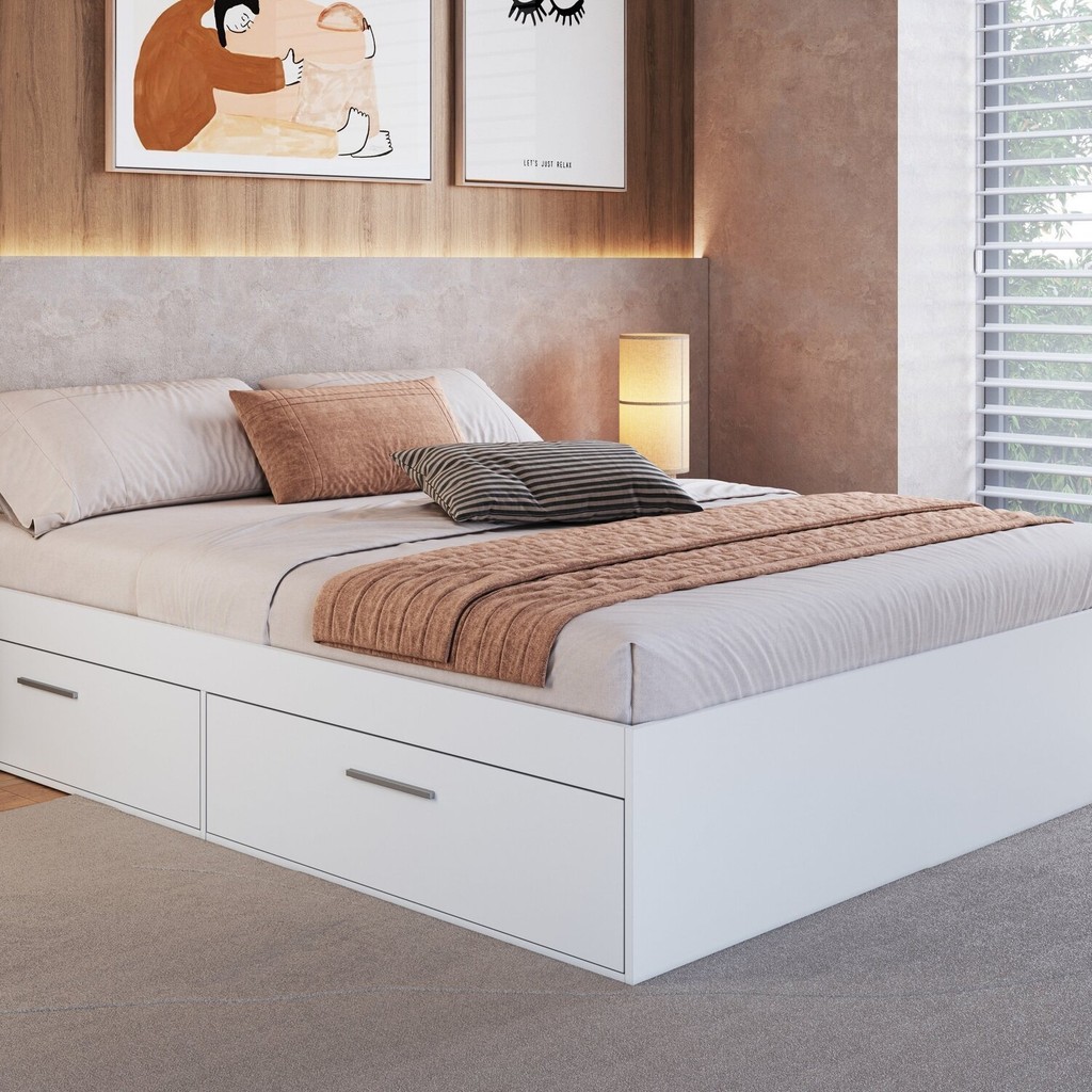 Cama Casal com 4 Portas 140 Tókio para Quarto Branco em Oferta na Shopee