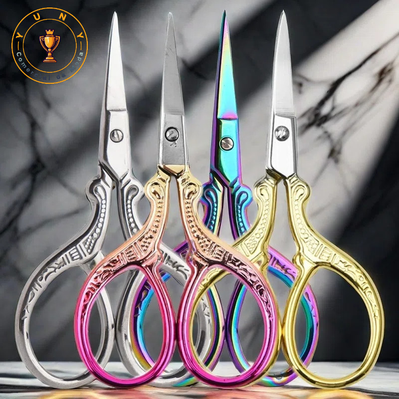 Kit 1/4 Peças Tesoura Para Corte Bordado Unha Inox 9x5 cm Multiuso Profissional