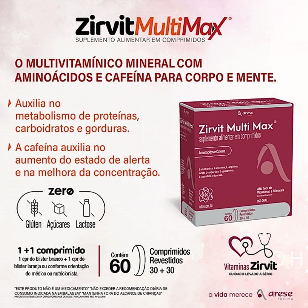 ZIRVIT MULTI MAX COM 60 COMPRIMIDOS em Oferta na Shopee