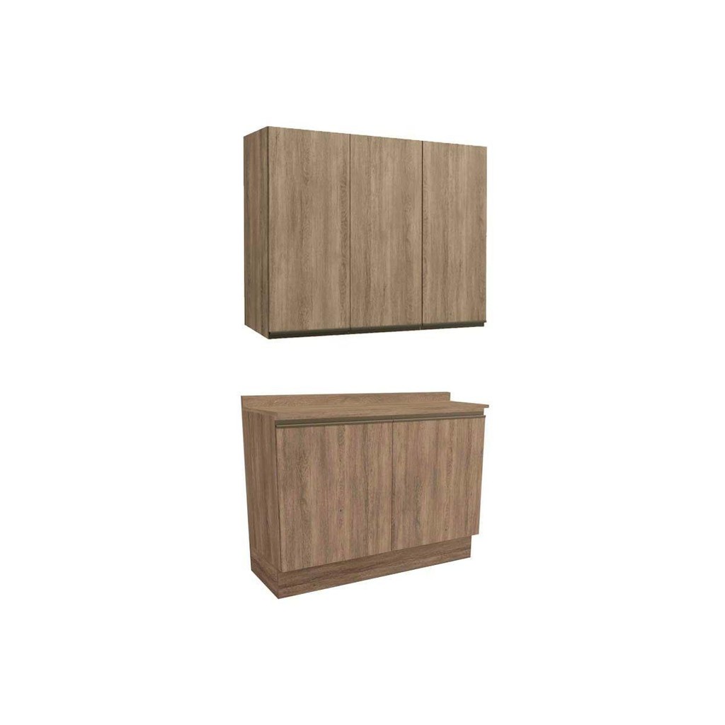 Cozinha Completa Maxxi 3 Peças (1 Aéreo + 1 Balcão + 1 Complemento) C3P10 Nogal/Nogal - Kappesberg em Oferta na Shopee