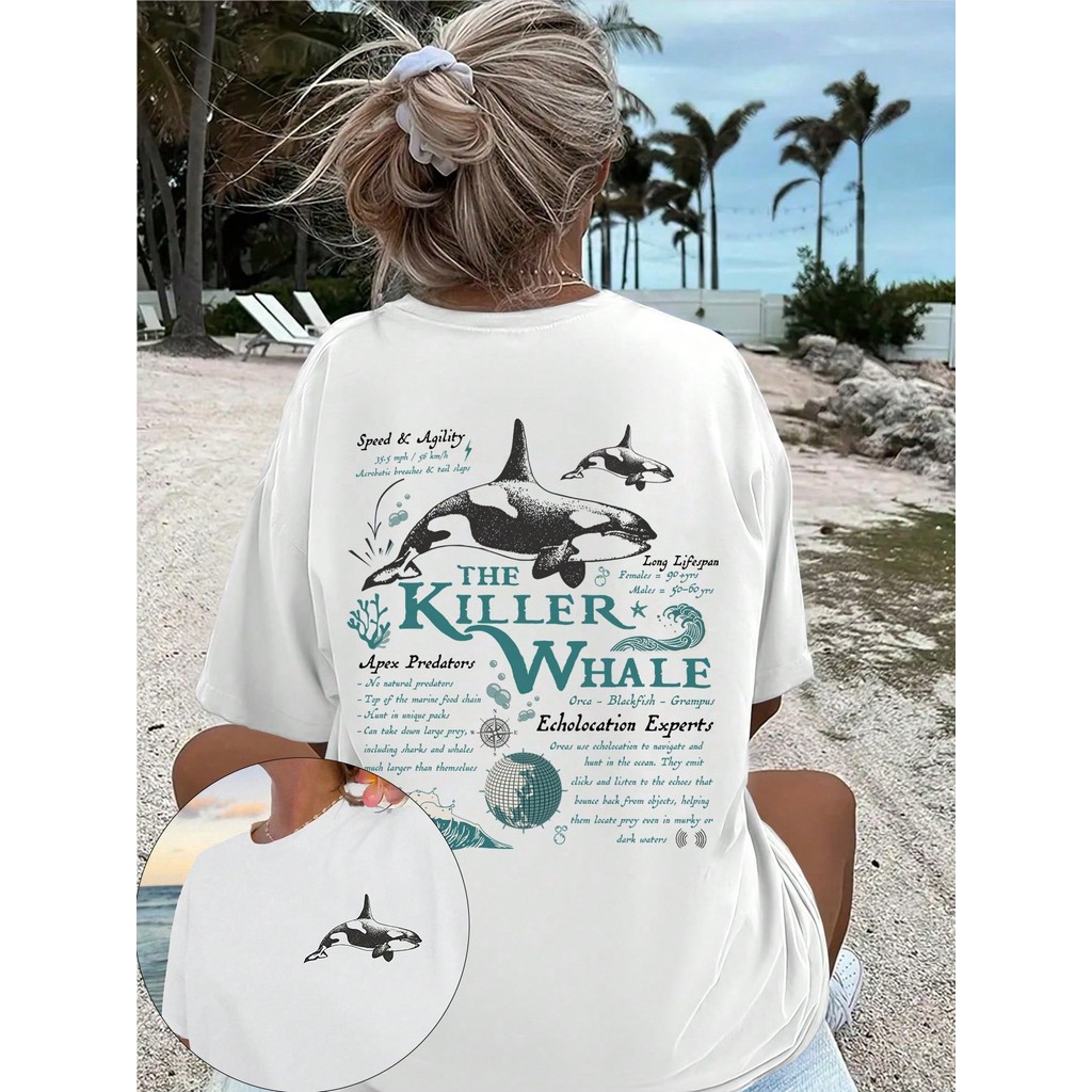 Camiseta 100% Algodão Baleia Assassina Premium Casual Lançamento 2024 Envio Imediato em Oferta na Shopee