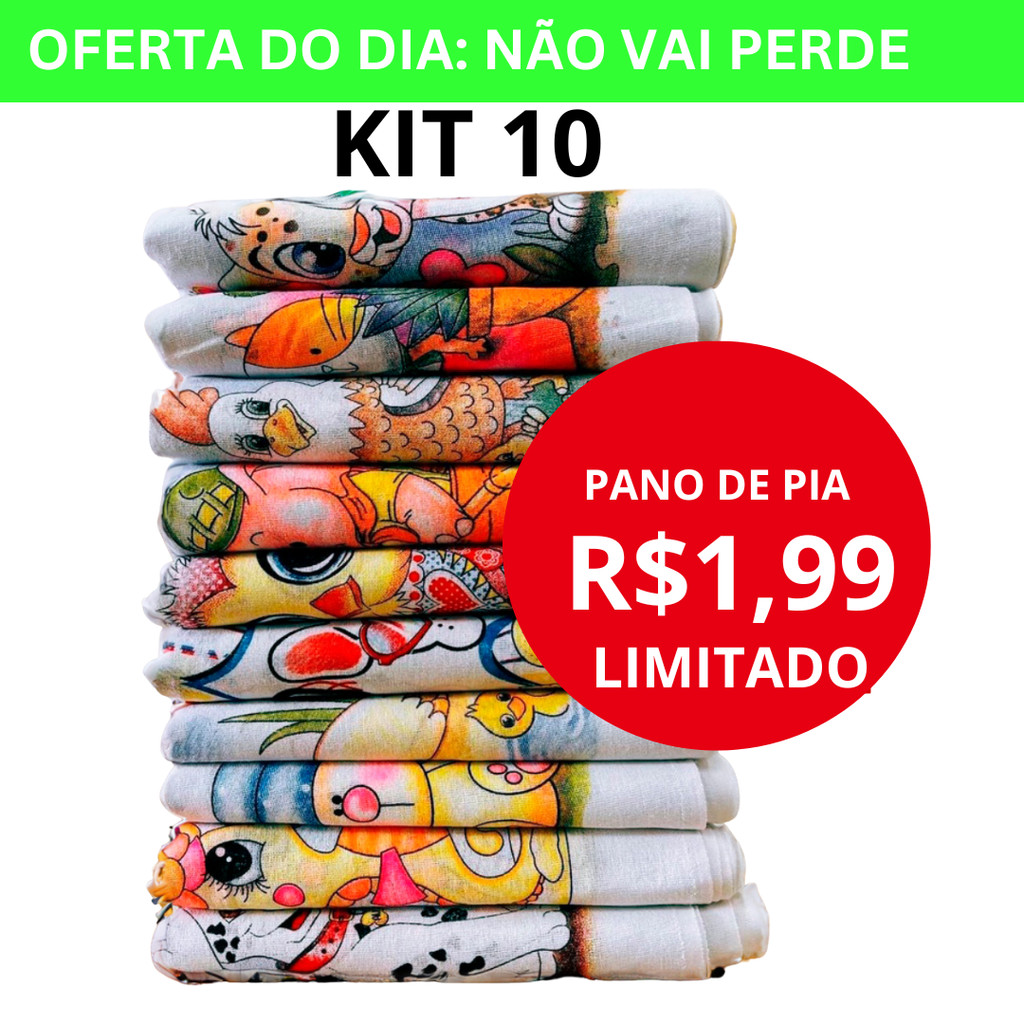 Pano De Prato novo Estampado Bainha Kit  10 Peças