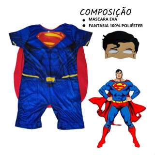 Fantasia  Super Homem Infantil Com Máscara- Envio Rapido em Oferta na Shopee