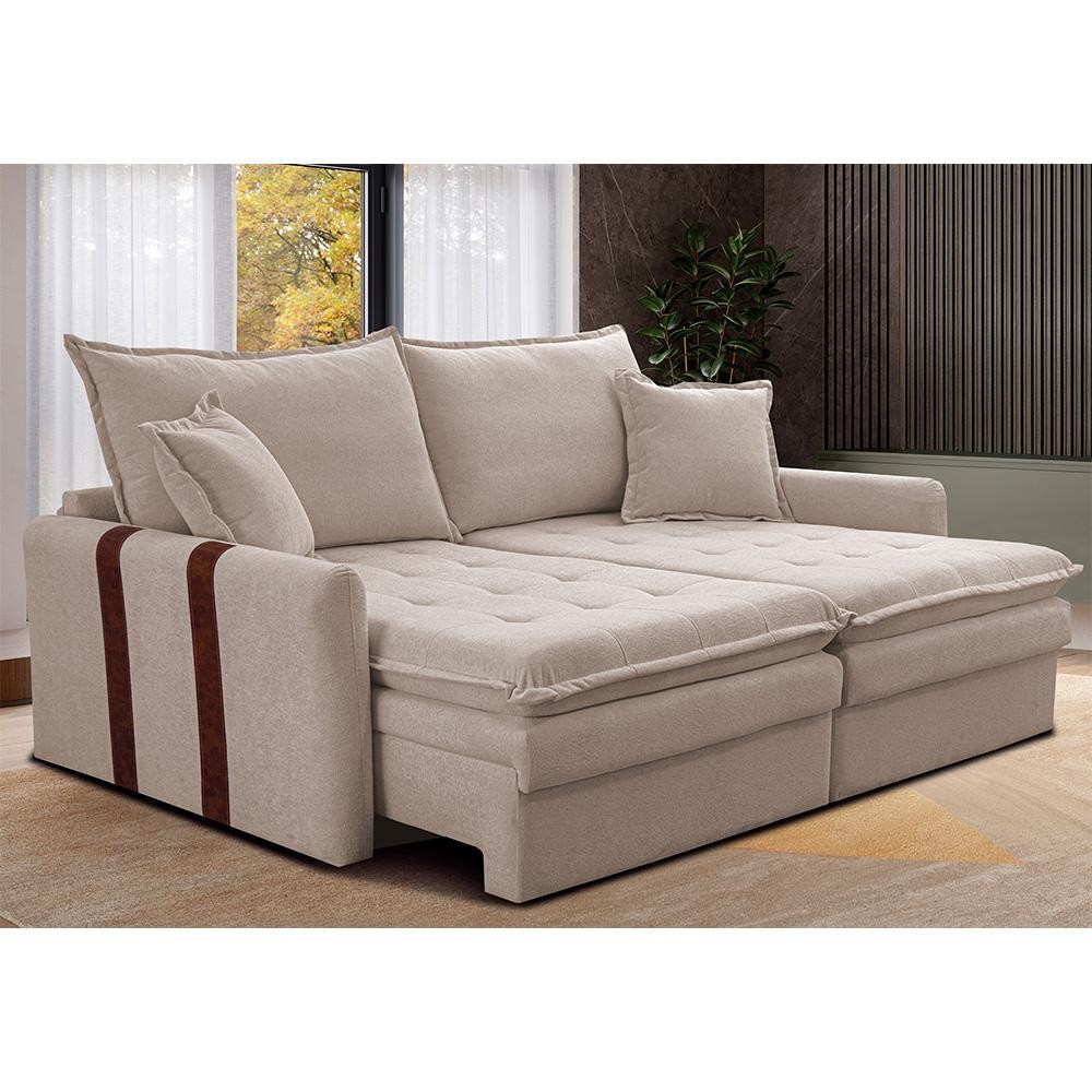 Sofá Baú Sem Caixa Retrátil 1,60m SoftGel Bonnie Boucle Bege Claro Cama inBox em Oferta na Shopee