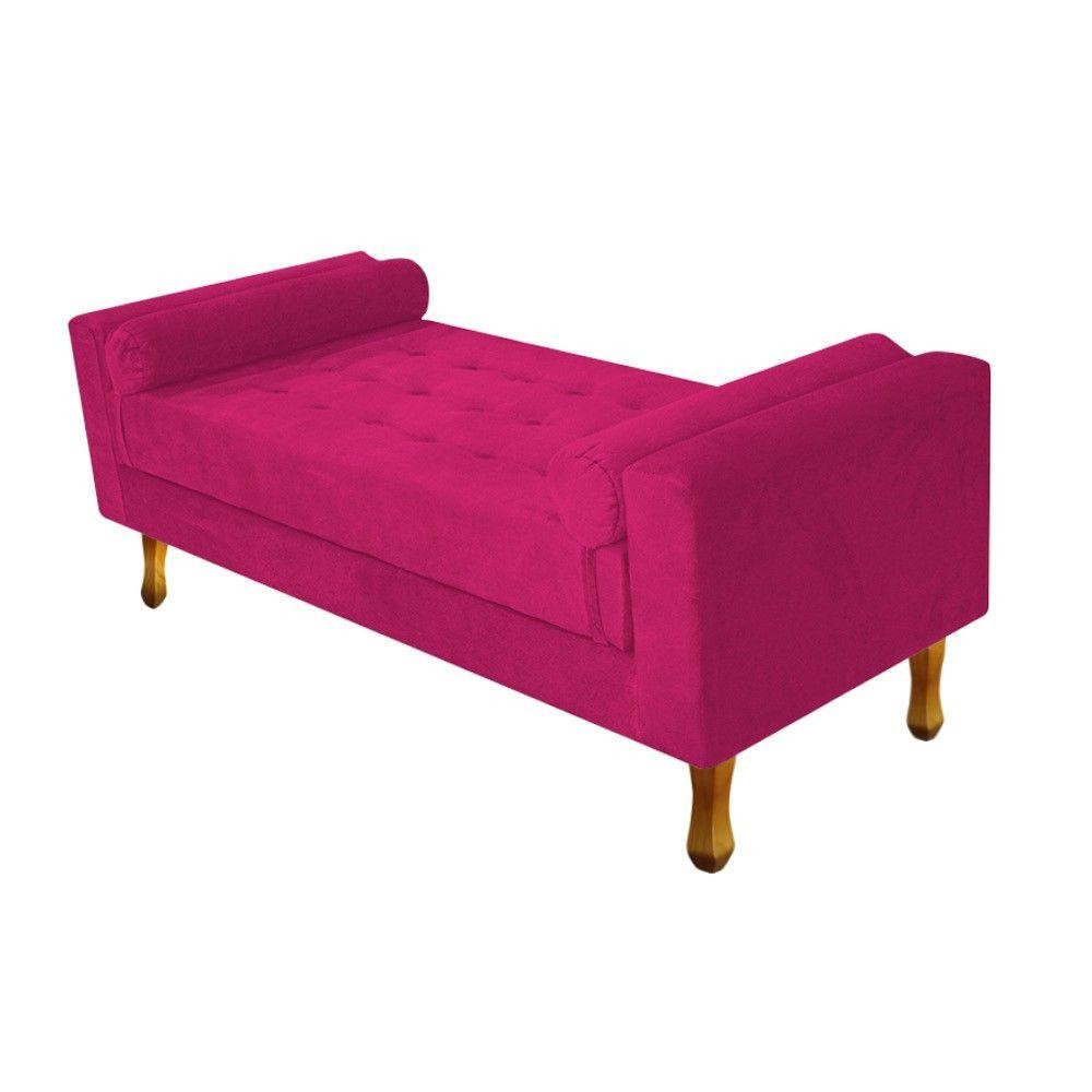 Recamier Baú Félix Casal 140cm Suede Pink Doce Sonho Móveis - Home & Living