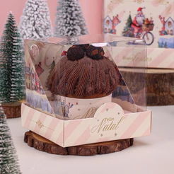 10~40 Caixa para Mini Panetone 100g com Tampa de Acetato Neve 4267 (JANGO NATAL 2025)