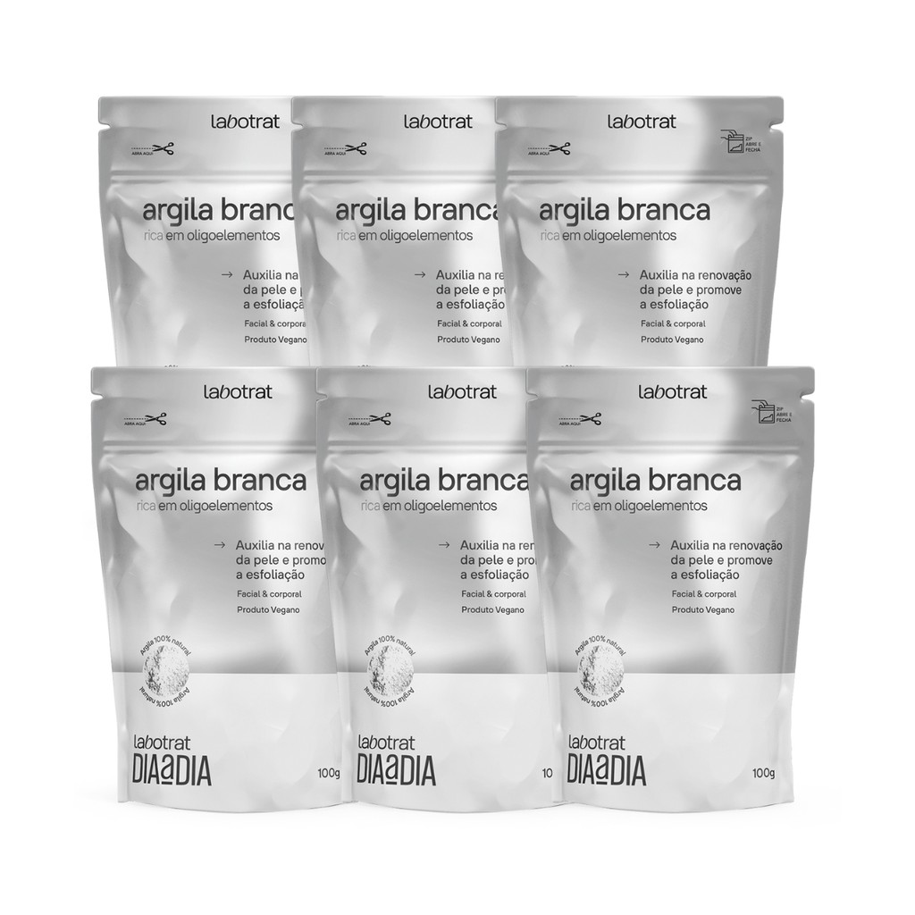 Kit 6 Argilas Branca Pó Esfoliante Facial Corporal Labotrat em Oferta na Shopee