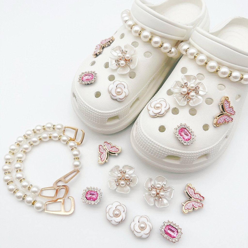 10pcs Retro Pearl Shoe Charms Jewelry Buckles Destacável & Decorativo com Glamour Intemporal