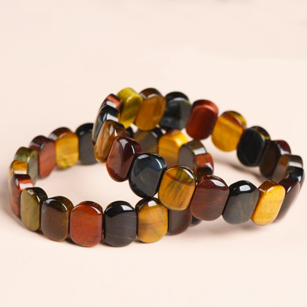 Natural Colorido Olho De Tigre Pedra Contas Quadradas Pulseira Moda Cura Fengshui Entrega Decoração Presente Do Dia Dos