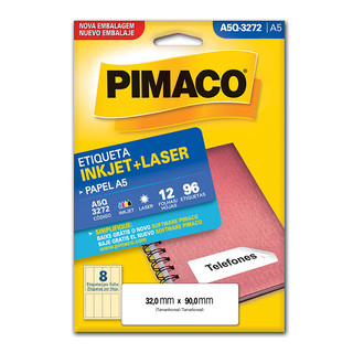 Etiqueta inkjet/laser A5Q3272 com 12 folhas Pimaco em Oferta na Shopee
