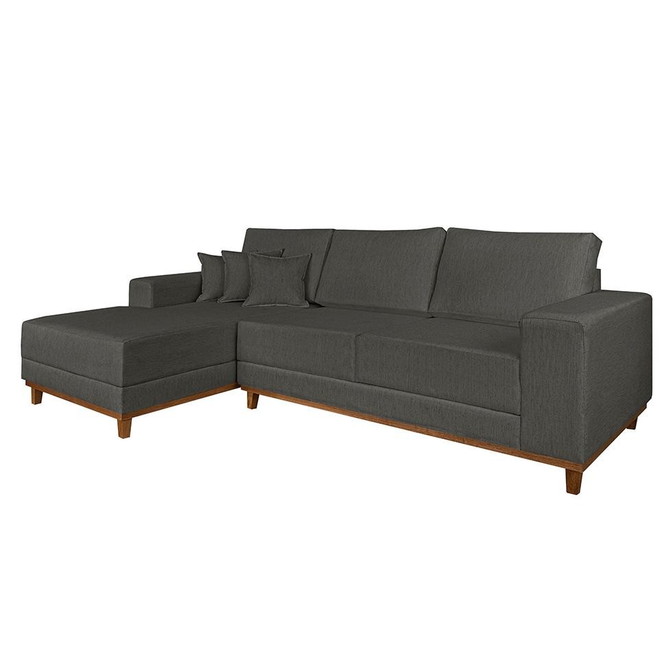 Sofá 4 Lugares Mônaco Com Chaise Esquerdo Linho Cinza em Oferta na Shopee