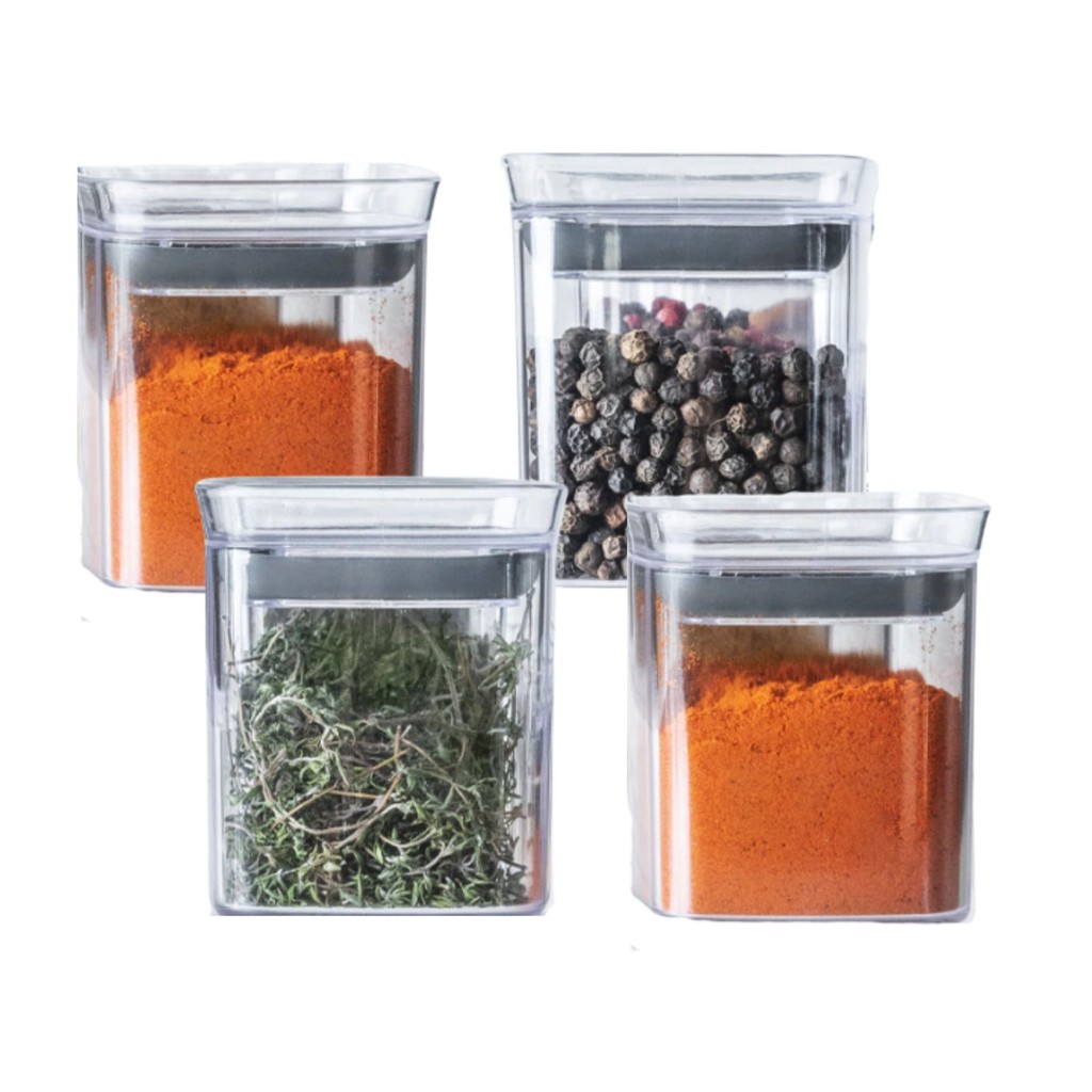 Kit 4 Pote Acrílico 150ml C/ Tampa Hermética Tempero Condimento Armazenamento Organizador