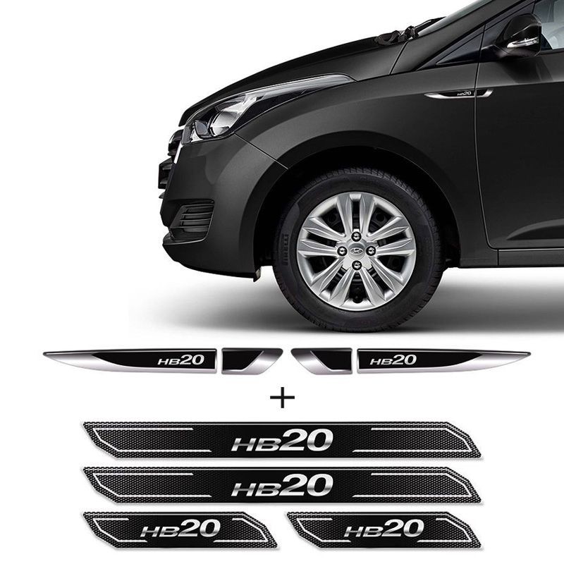 Kit Aplique Lateral Compativel Com Hb20 2013/2019 + Soleira