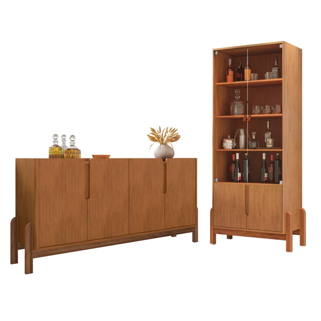 Conjunto de Cristaleira e Buffet Maricá Cedro em Oferta na Shopee