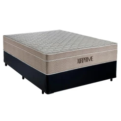 Cama Box Casal Sintético Cremil + Colchão Molas Ensacadas Airprime 138x188x65cm Cor:preto