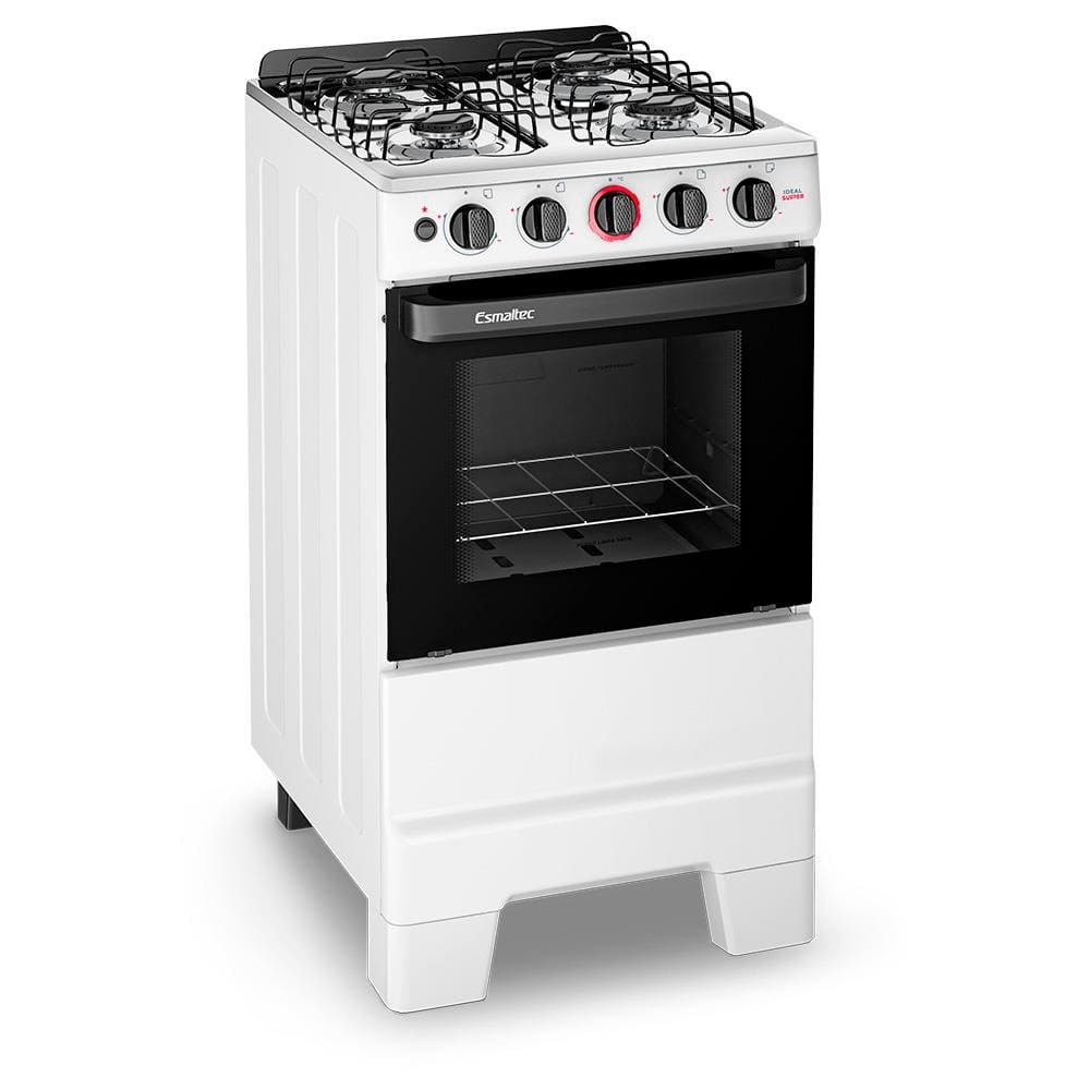 Fogão Esmaltec 4 Bocas Ideal Super com Mesa em Inox Branco – Bivolt - Home Appliances