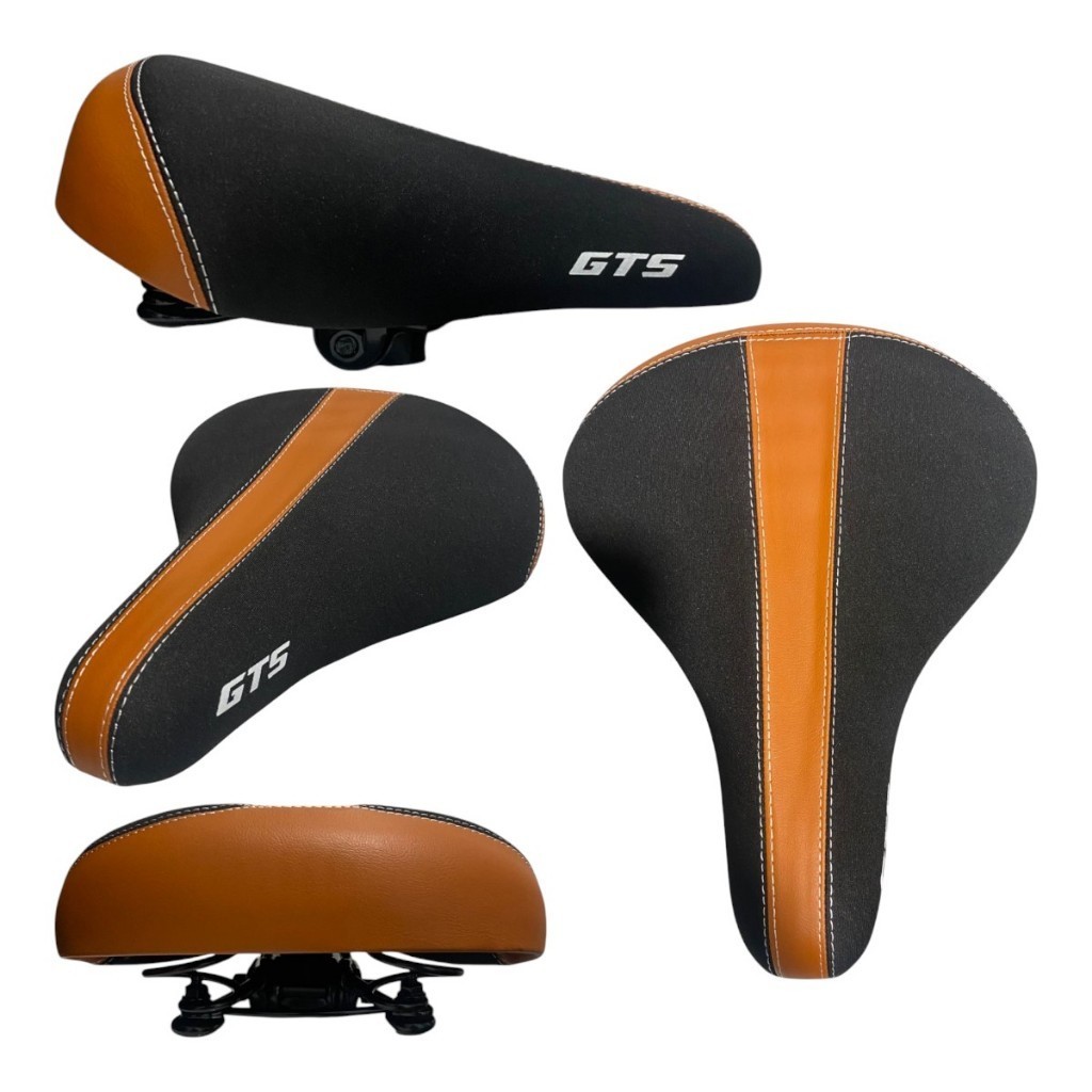 Selim Banco de 2 Molas Marrom Com Bege Retro vintage beach largo para bike bicicleta em Oferta na Shopee