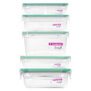 Kit 5 Potes Plásticos com Travas Hermético Verde Freshy Sanremo em Oferta na Shopee