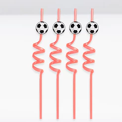 Canudo Espiral Rigido Vermelho - Bola De Futebol - 27cm - 4 unidades - Rizzo