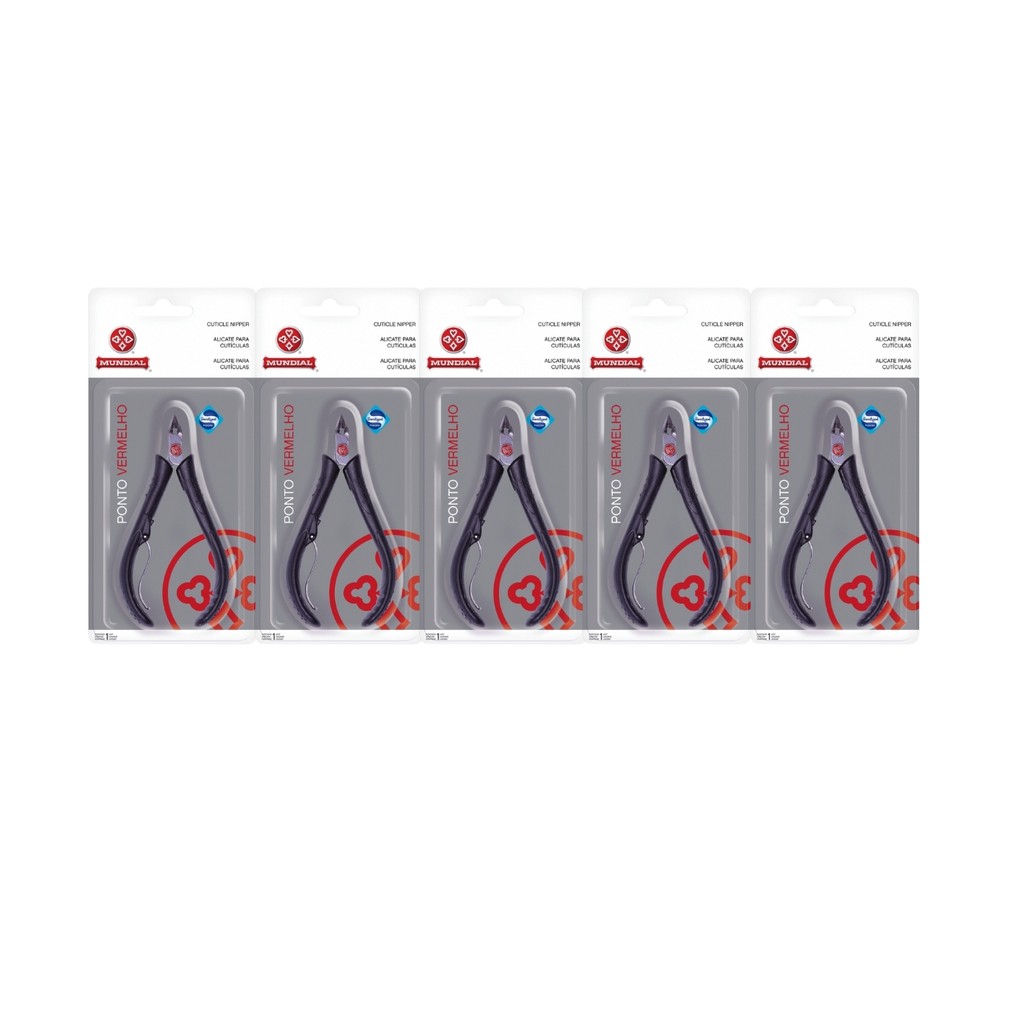 Kit 5 Alicate De Corte Unha Cutícula 171-PR Vermelho Mundial