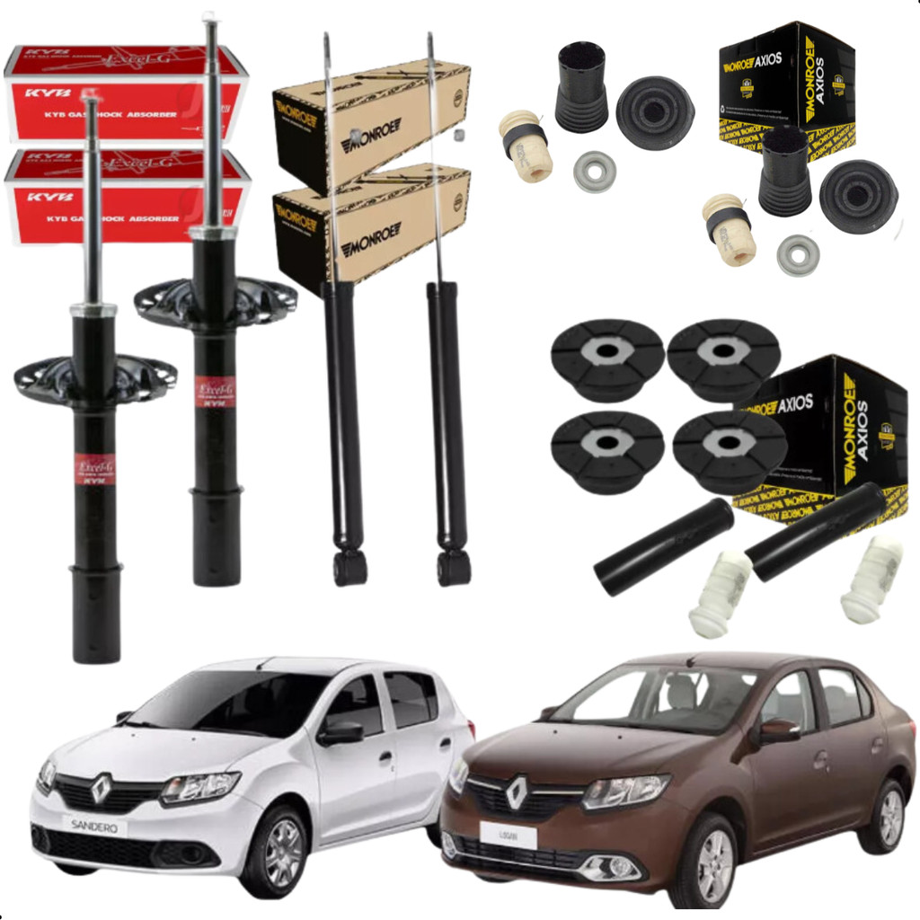 Amortecedor Logan Sandero 1.6 + Kit Coxim Diant/Tras 14 a 20 em Oferta na Shopee