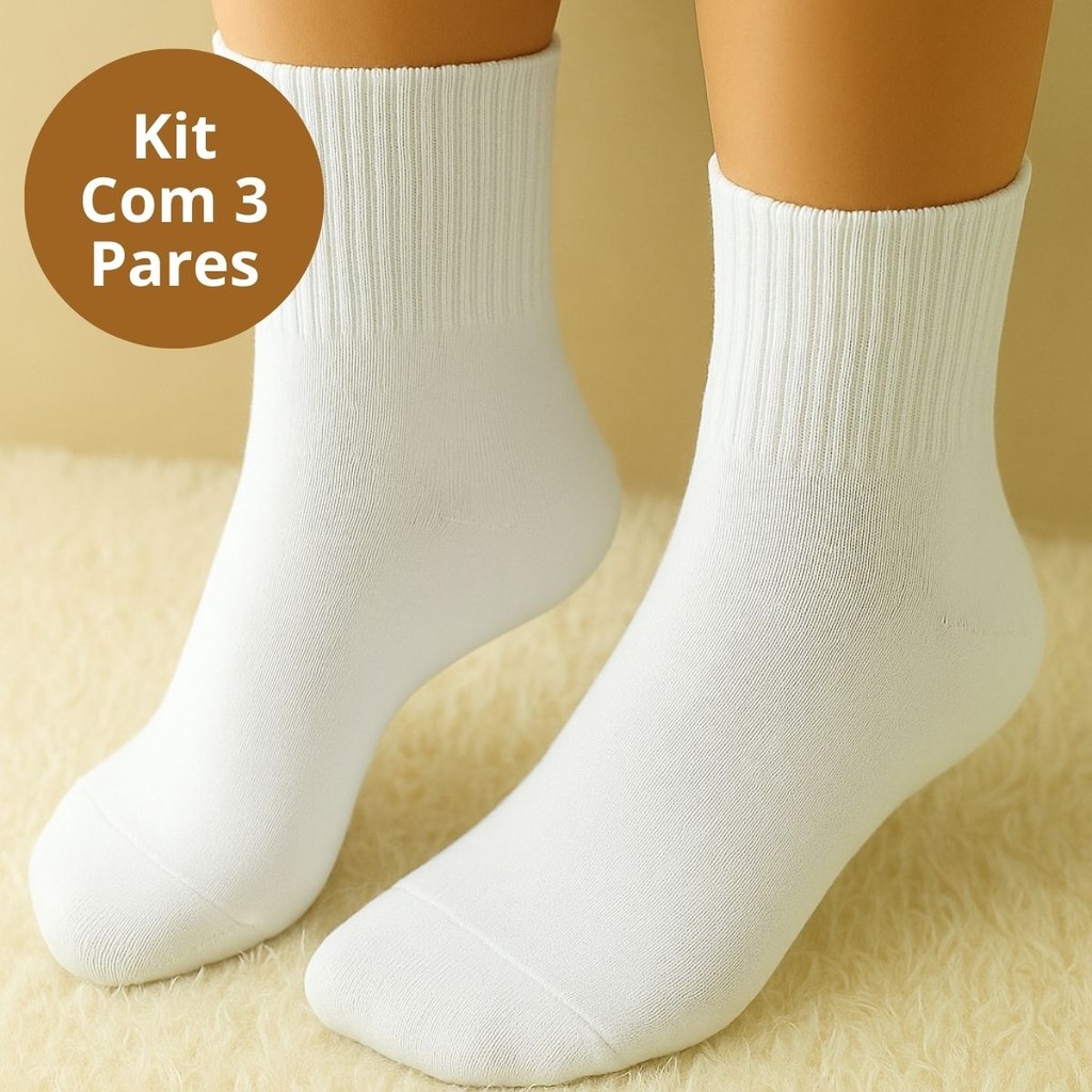 Kit 3 Pares De Meias Cano Longo Algodão 40 ao 46 - Vini N/A em Oferta na Shopee