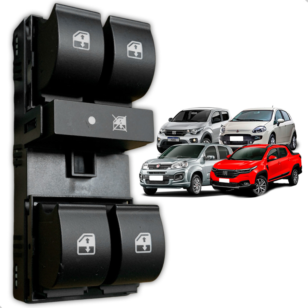 Comando Vidro Elétrico Quadruplo LED Branco Fiat Mobi Uno Strada Punto em Oferta na Shopee