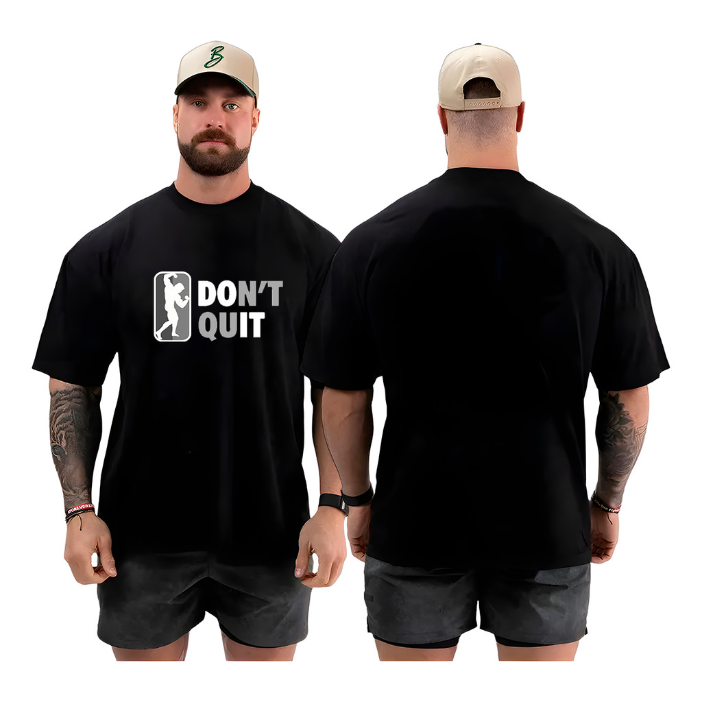 Camiseta Camisa Oversized Top Academia Musculação Treino Don`t Quit 100% Algodão Streetwear