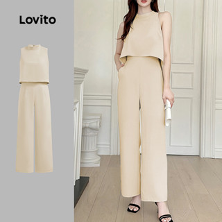 Lovito Macacão elegante liso falso 2 em 1 para mulheres L128ED215 em Oferta na Shopee